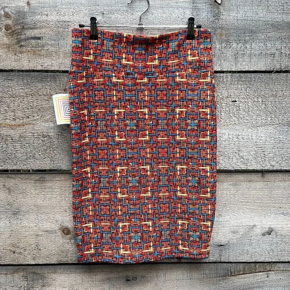 Lularoe Womens Multicolor Cassie Geometric Print Pull On Pencil Skirt Small NW